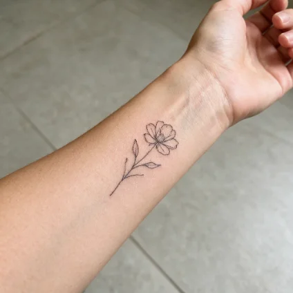 Tatuagem fineline feita por aluna formada no Fineline Academy